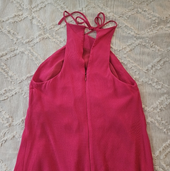 ARITZIA BABATON 1-01 MODERN FUSCHIA HALTER DRESS side slit size S - Picture 7 of 10
